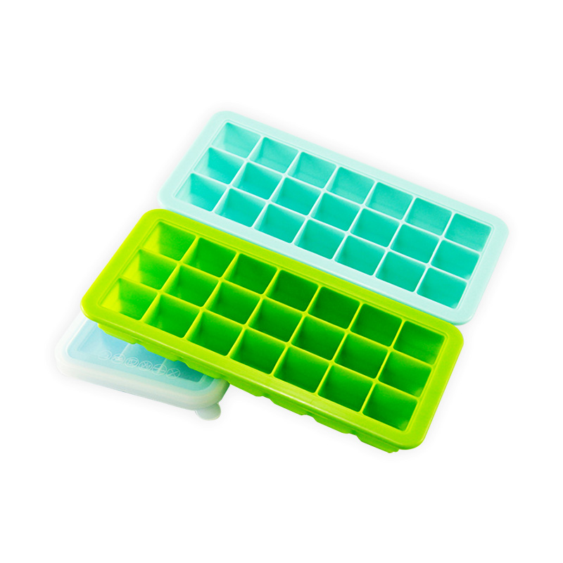 21 Cavities Silicone ice cube trays with lids