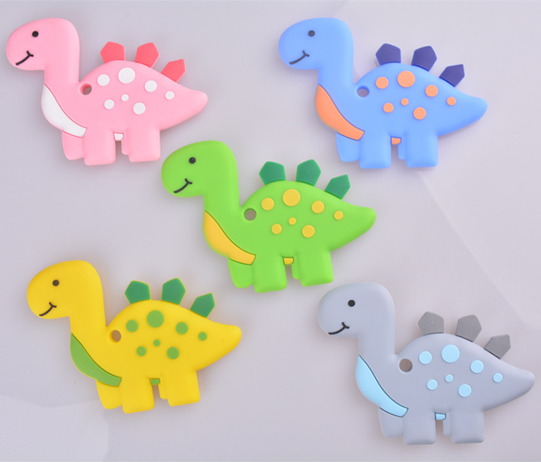BSCI Factory OEM Custom design BPA free Silicone baby teether and dinosaur chew toy