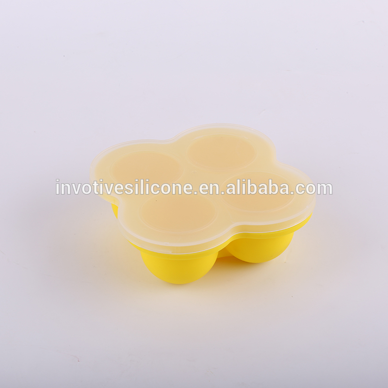 Dishwasher safe 4 Cavities Silicone Baby Food Blocks Storage Container and Freezer Tray with Lid