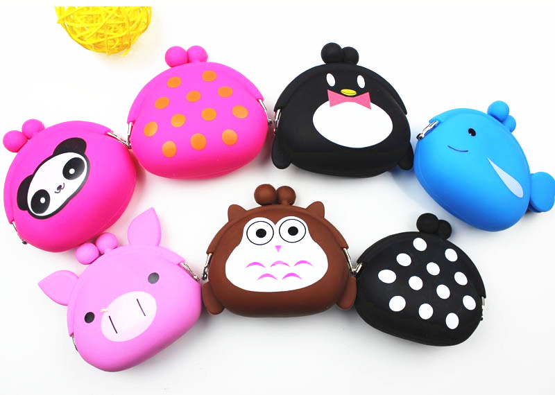 Custom logo cute designs eco-friendly silicone coin purse mini wallet for children