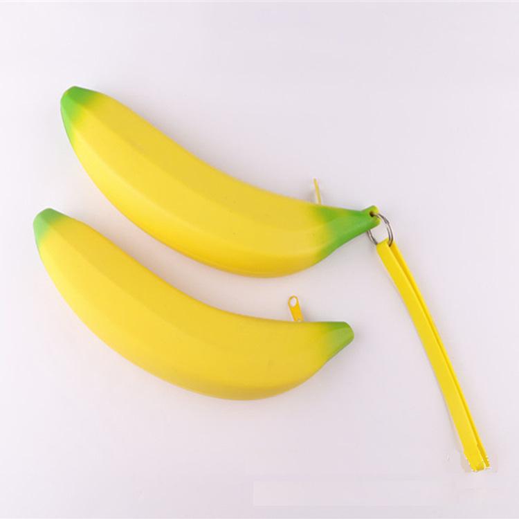 Sedex Factory high quality waterproof silicone cute fruit coin purse banana pencil case