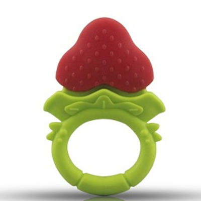 Fruits Shape Molar Rod Baby Teething Rod Soft Silicone Teether Holder for Baby