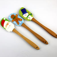 Sedex Factory Food grade silicone rubber icing spatula with wooden handle